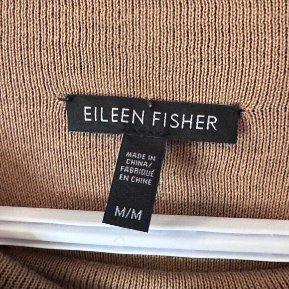 Eileen Fisher black and tan reversible funnel neck sweater size M - Picture 6 of 6